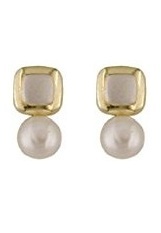outstanding tiny white and yellow gold cultivated pearl baby earrings